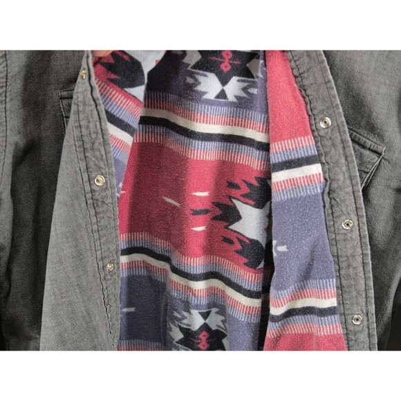 Levis Shacket Gray Aztec Flannel Pearl Snap Cowboy Shirt Mens Large - Picture 3 of 10